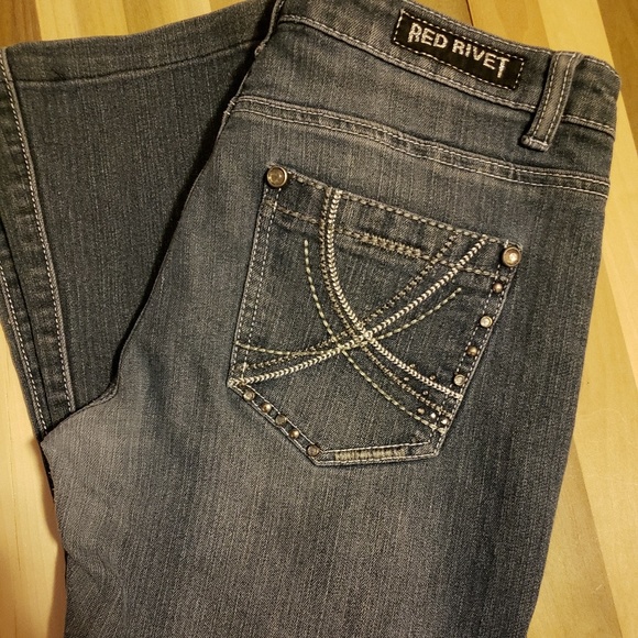 Red Rivet Jeans - Picture 2 of 4